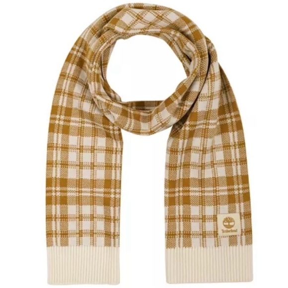 NWT Timberland Buffalo Plaid Scarf Neutral - Picture 2 of 2